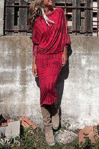 Hilda® | Casual off-shoulder one-step skirt dresses with vintage style geometric print