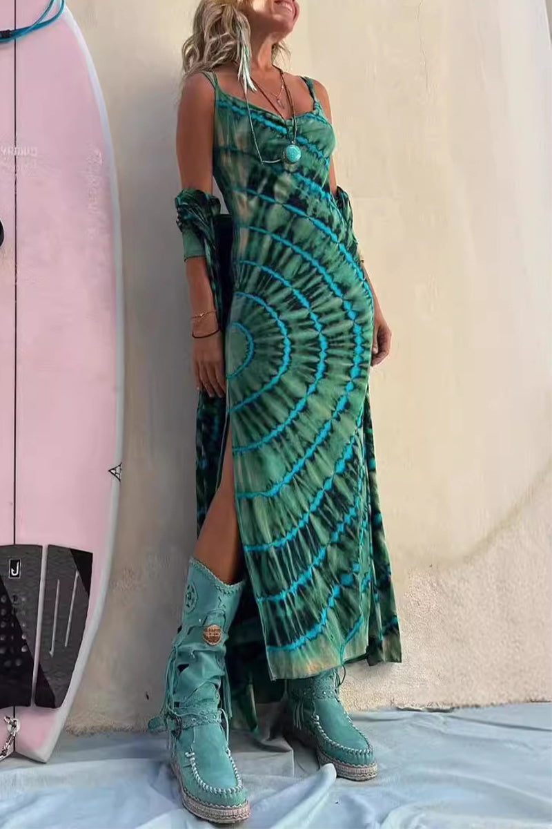 Lucía® | Sexy college dresses with geometric print and slit, V-neck