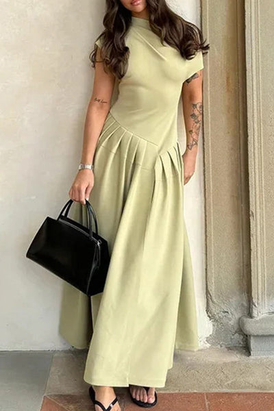 Susana® | Elegant, simple A-line dresses with a plain pleat and slanted collar