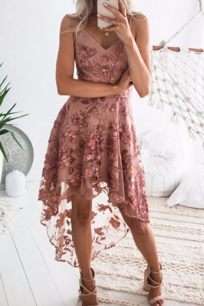 Otilia® | Sexy solid color sling dresses with lace embroidery and V-neck