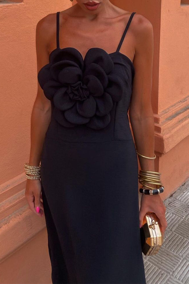 Elisa® | Celebrity Solid Color Floral Sling Dresses