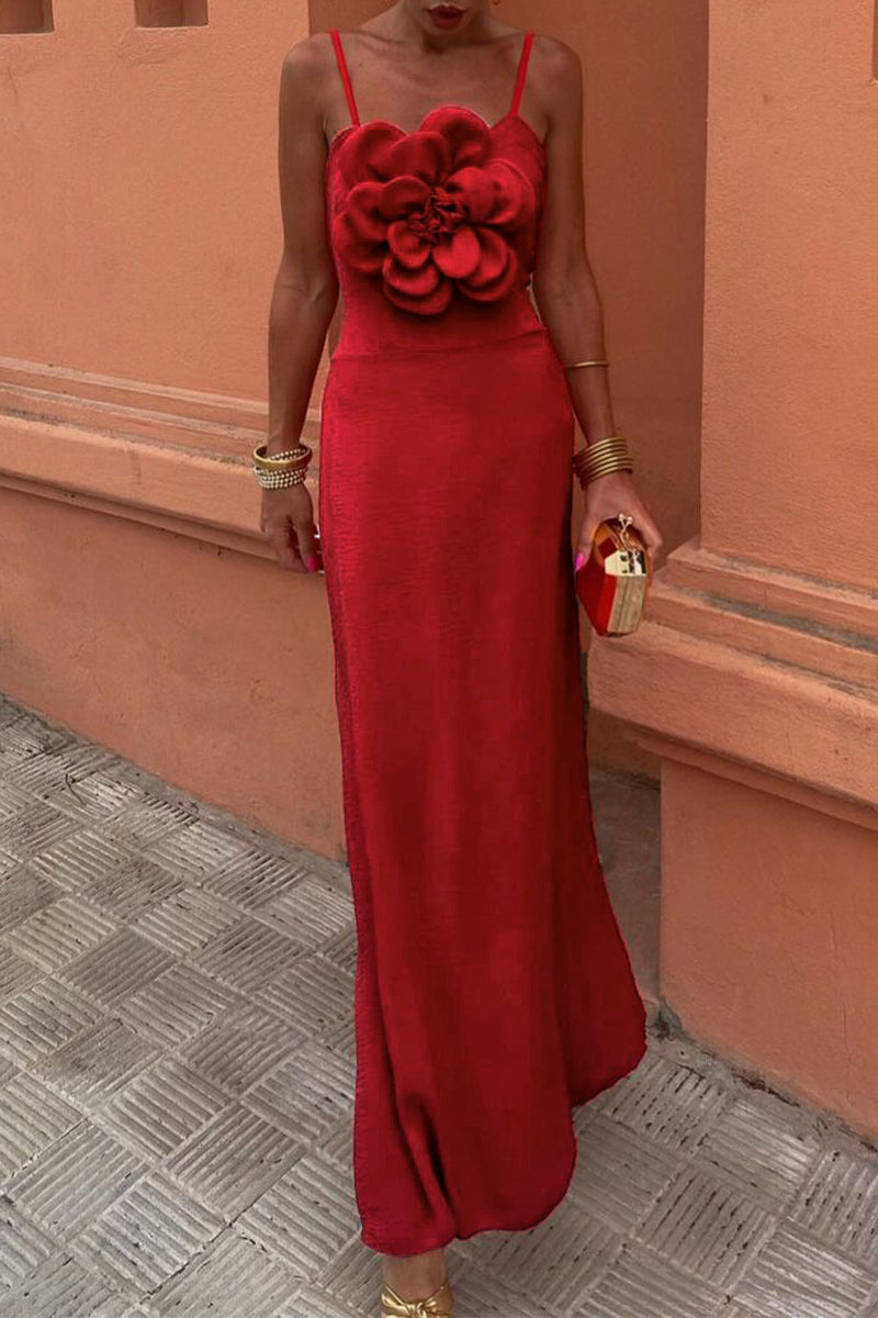Elisa® | Celebrity Solid Color Floral Sling Dresses