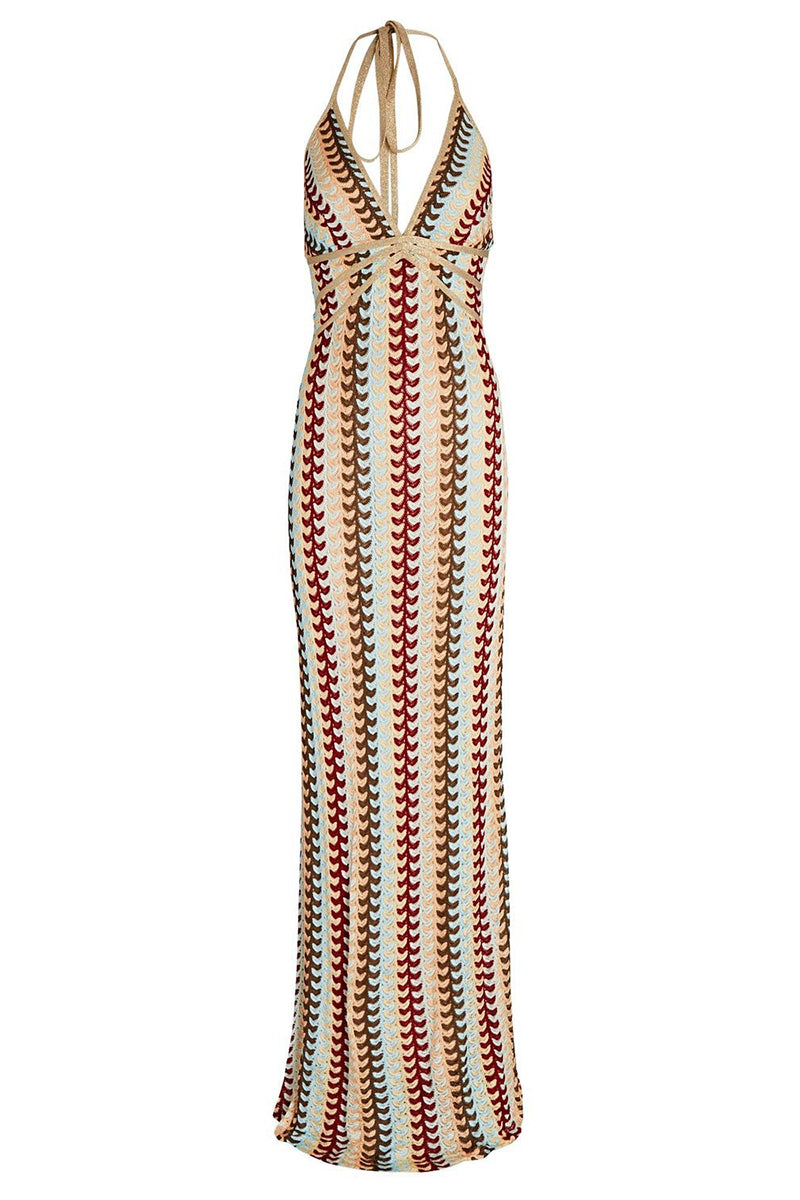 Brenda® | Sexy color block lace-up dresses with backless contrast V-neck and single tier skirt