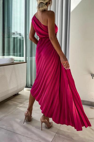 Deborah® | Sexy solid color ruffled slant collar dresses with appliqués