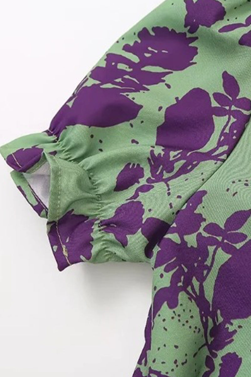 Oriana® | Sexy A-line dresses with floral print, lace-up and ruffled V-neck