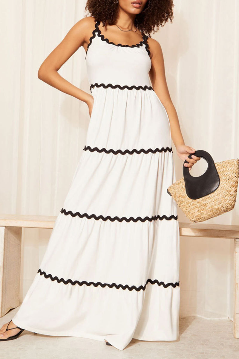 Cristina® | Celebrity backless spaghetti strap patchwork dresses