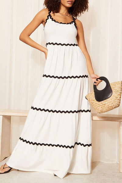 Cristina® | Celebrity backless spaghetti strap patchwork dresses