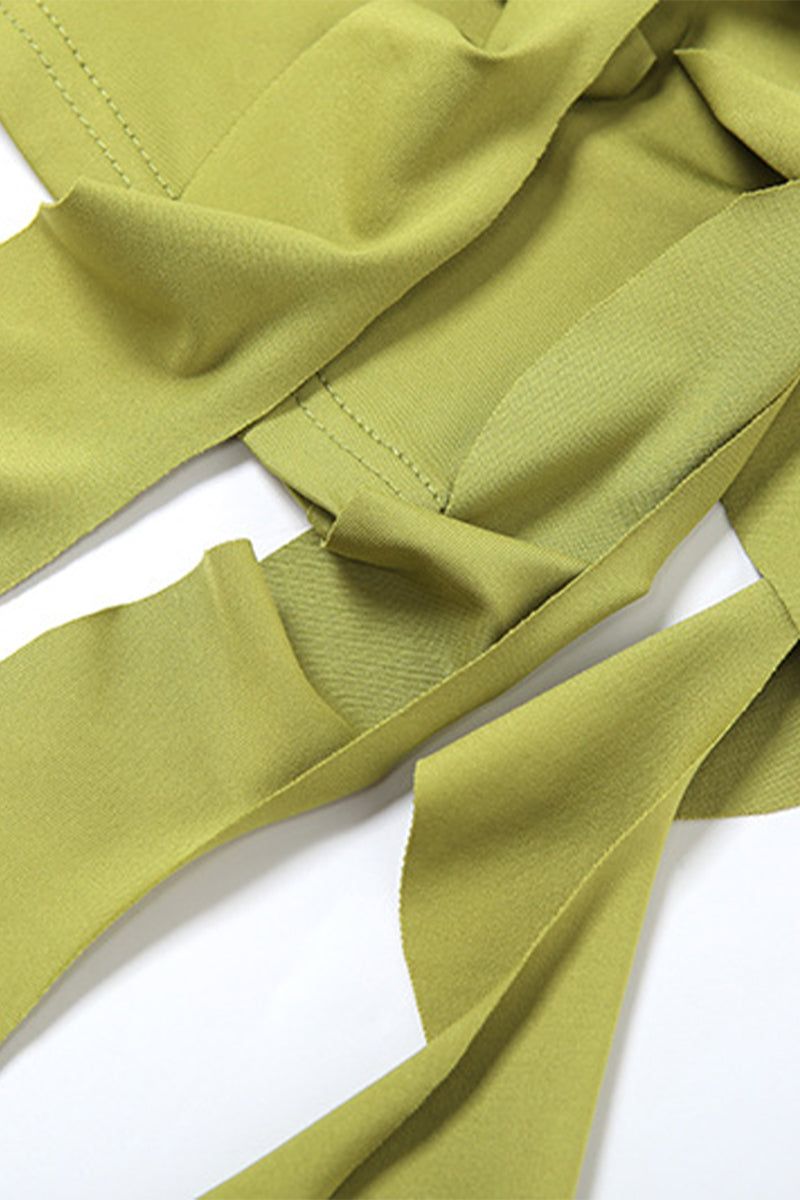 Hana® | Sexy solid color backless ruffles, irregular hem, halter neck, irregular dresses