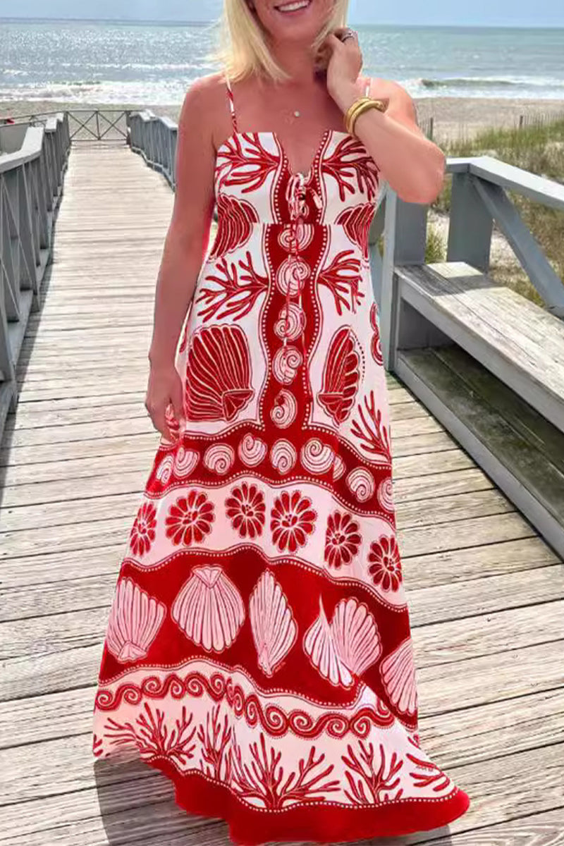 Berta® | Sexy holiday dresses with geometric print, lace-up and V-neck