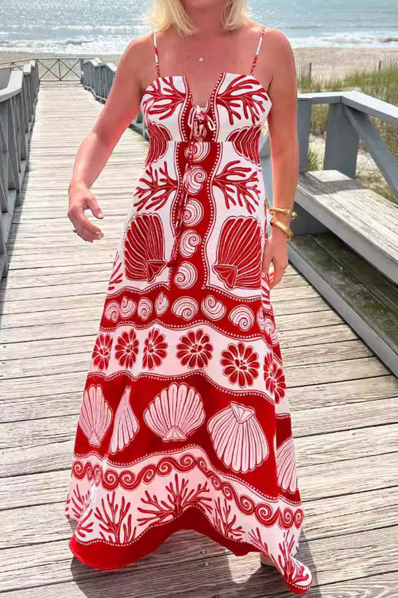 Berta® | Sexy holiday dresses with geometric print, lace-up and V-neck