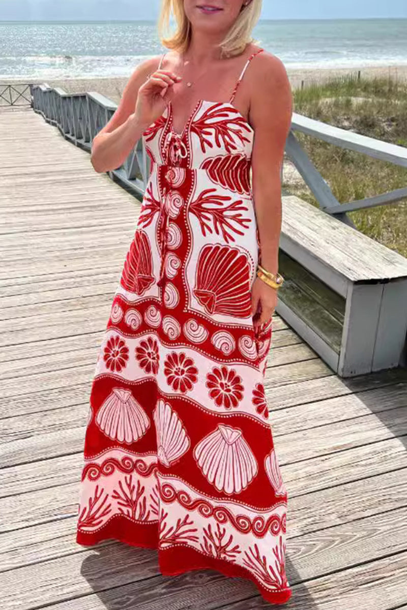 Berta® | Sexy holiday dresses with geometric print, lace-up and V-neck