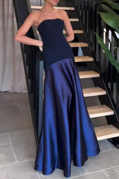 Gabriela® | Sexy formal backless contrast strapless long patchwork dresses