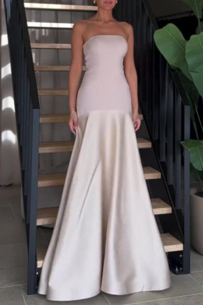 Gabriela® | Sexy formal backless contrast strapless long patchwork dresses