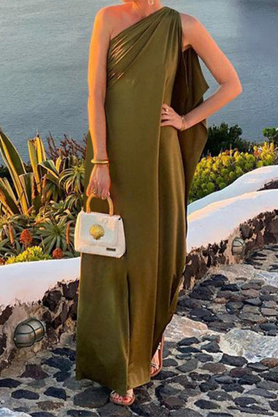 Úrsula® | Sexy Solid Color Irregular Slanted Collar Dresses (3 Colors)