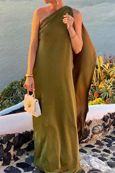 Úrsula® | Sexy Solid Color Irregular Slanted Collar Dresses (3 Colors)