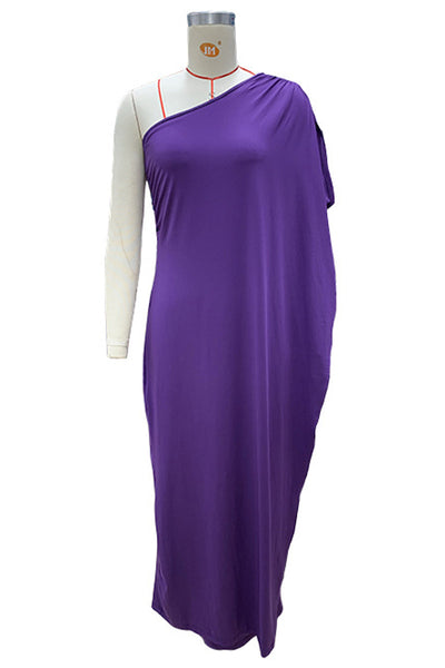 Úrsula® | Sexy Solid Color Irregular Slanted Collar Dresses (3 Colors)
