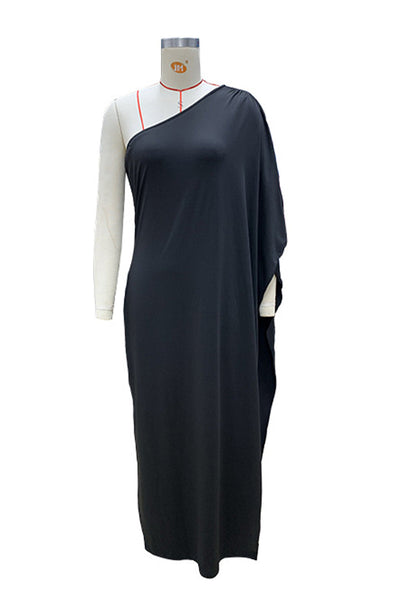 Úrsula® | Sexy Solid Color Irregular Slanted Collar Dresses (3 Colors)