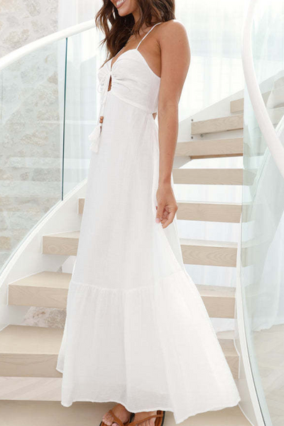 Hilda® | Sexy Solid Color Strappy V-Neck Sling Dresses (3 Colors)