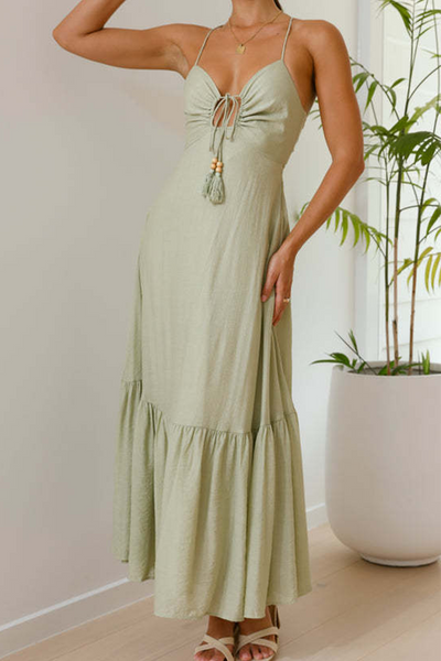 Hilda® | Sexy Solid Color Strappy V-Neck Sling Dresses (3 Colors)