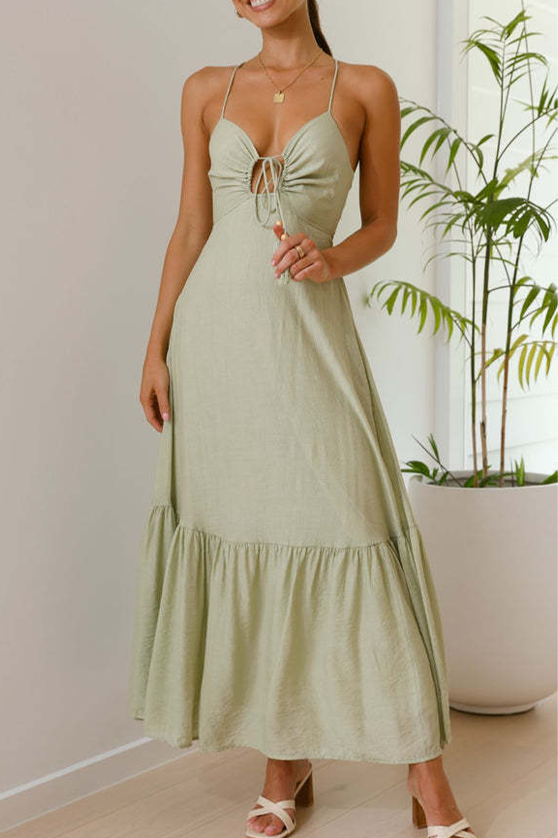 Hilda® | Sexy Solid Color Strappy V-Neck Sling Dresses (3 Colors)