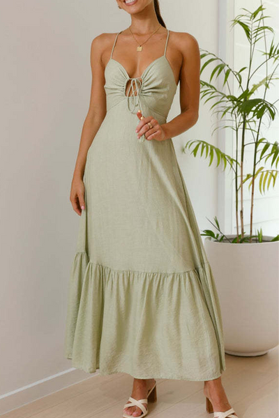 Hilda® | Sexy Solid Color Strappy V-Neck Sling Dresses (3 Colors)