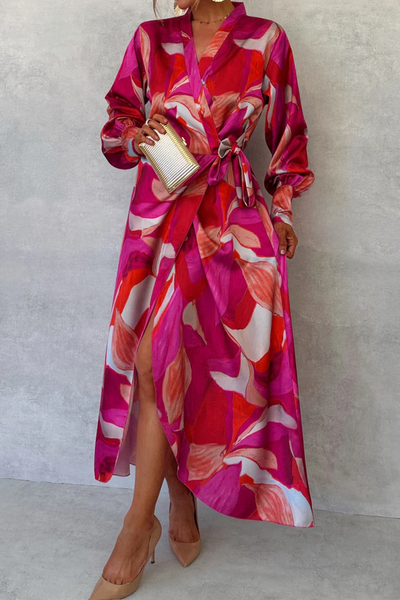Carmen® | Sexy Celebs Floral Print Lace Up V-Neck A-Line Dresses