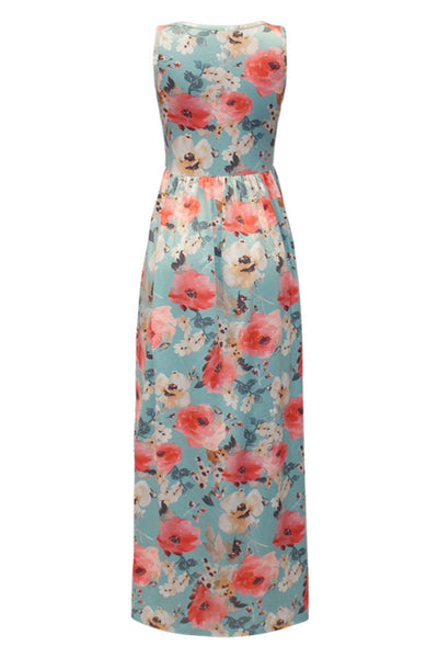 Paulina® | Casual simple long dresses with floral print and O-neck