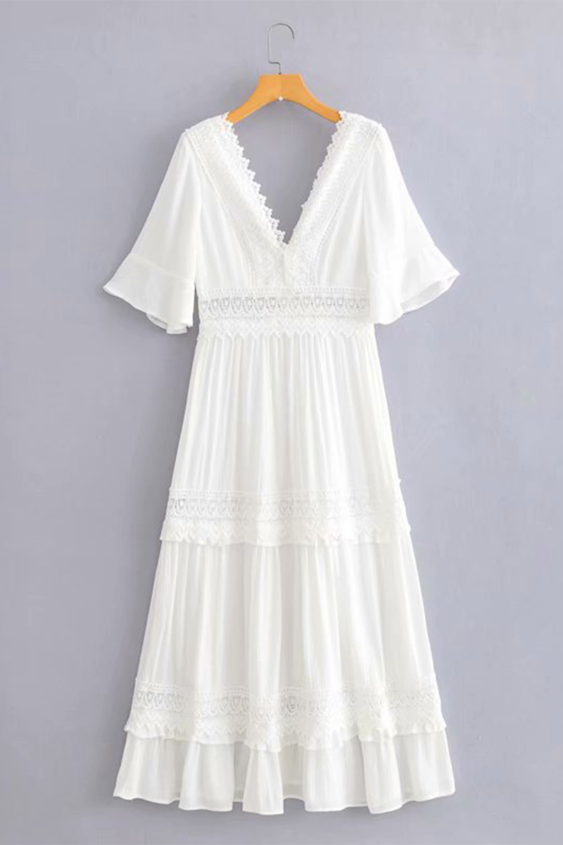 Patricia® | Sexy solid color hollow out backless A-line V-neck dresses