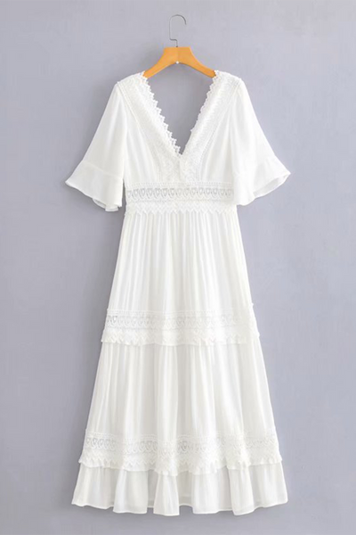 Patricia® | Sexy solid color hollow out backless A-line V-neck dresses