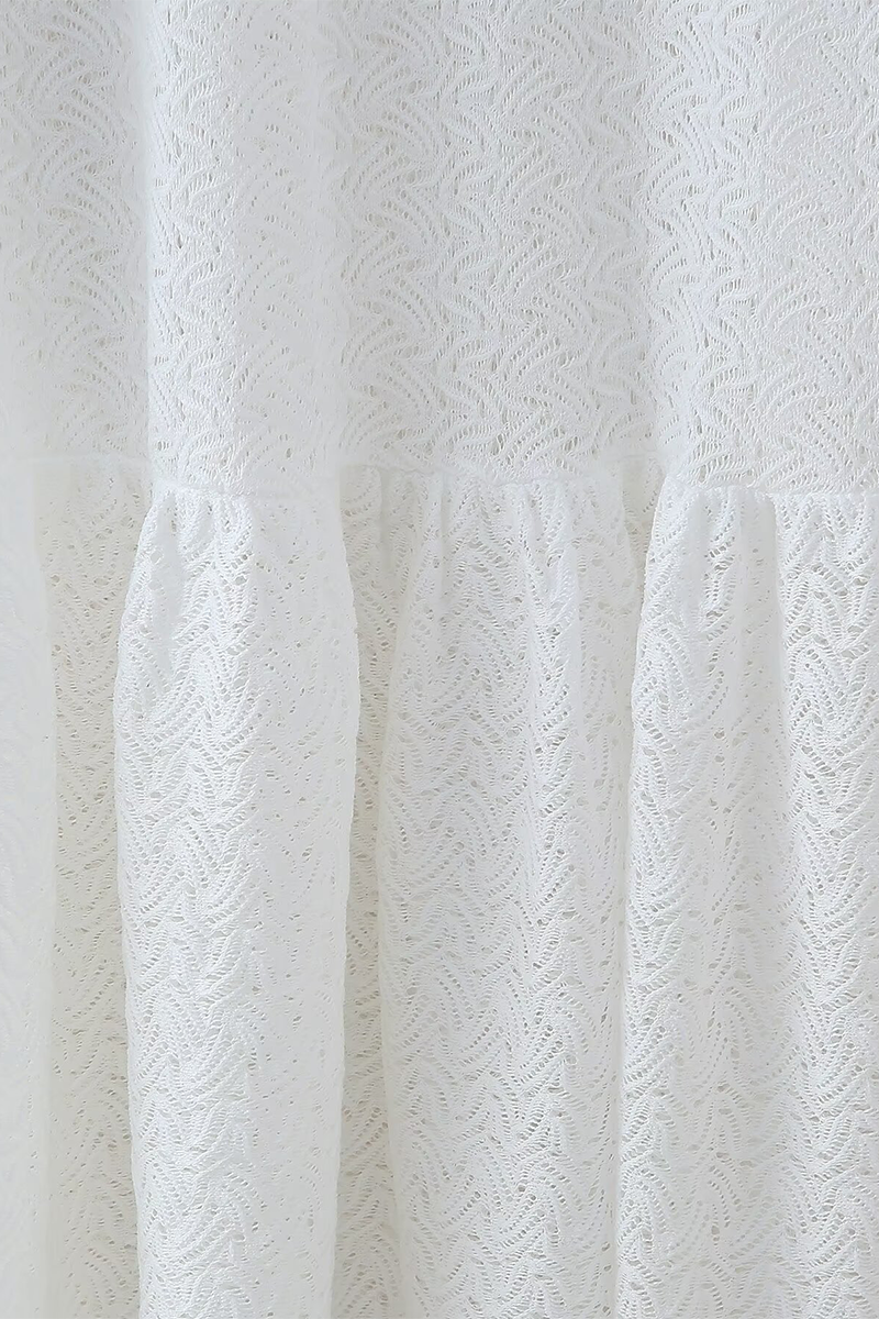 Matilde® | Sexy solid color embroidered hollow out scoop neck one-step skirt dresses