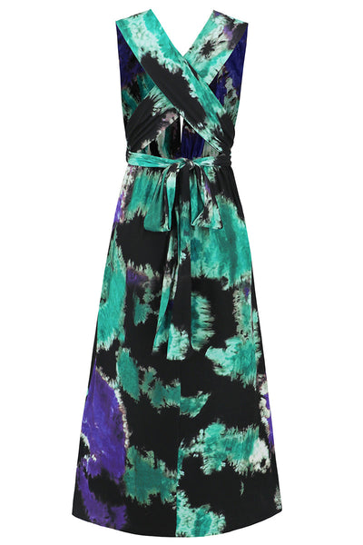 Julieta® | Sexy Tie-Dye Print Cross Strap Contrast V-Neck Sleeveless Dresses (Various Tie Methods) (3 Colors)