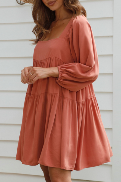 Jennifer® | Casual Solid Color Backless Square A-line Lace Up Dresses