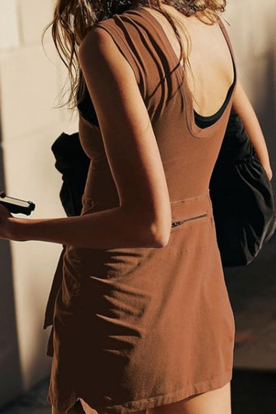 Stella® | Casual Solid Color Sleeveless Belted O-Neck Dresses (6 Colors)