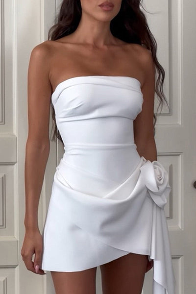 Elizabeth® | Sexy solid color ruched floral strapless dresses
