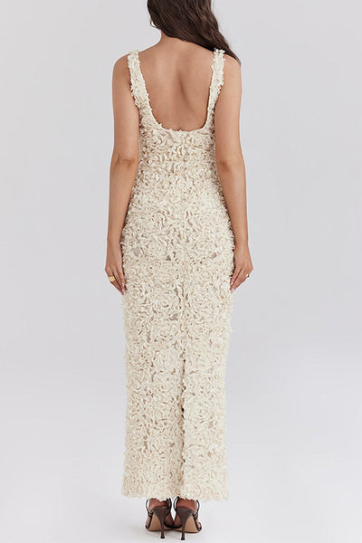 Chloe® | Sexy solid color floral shape dresses with V-neck and one-tier skirt