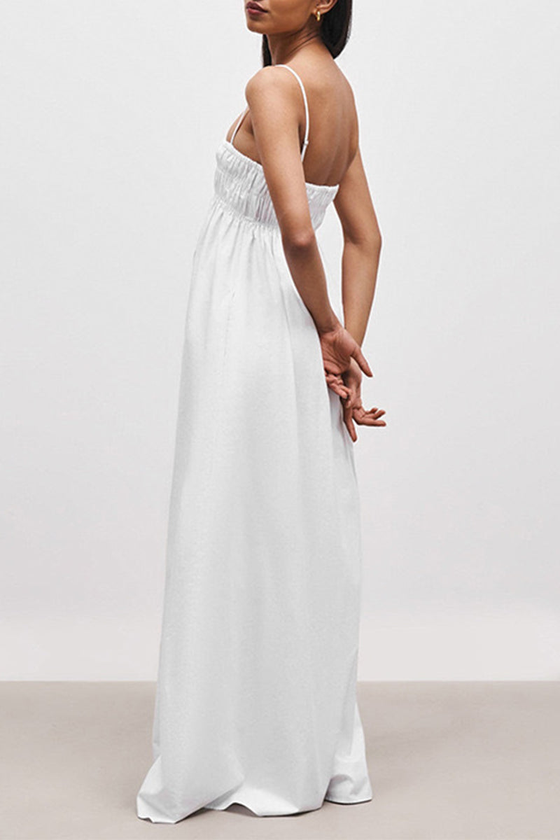 Charlotte® | Casual solid color square neck sling dresses for vacation