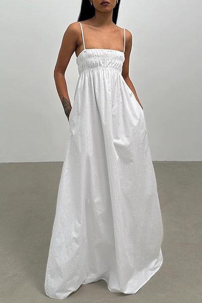 Charlotte® | Casual solid color square neck sling dresses for vacation