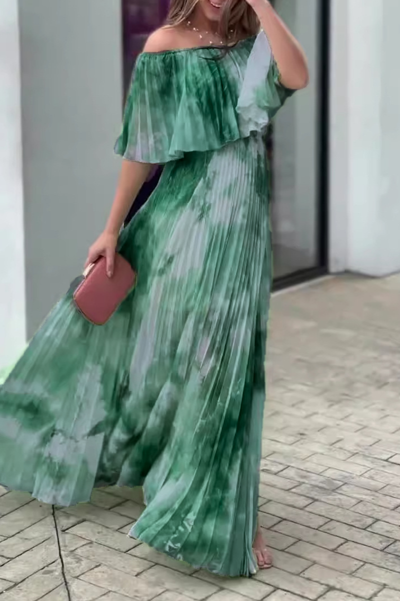 Carmen® | Elegant off-the-shoulder pleated dresses with gradient print