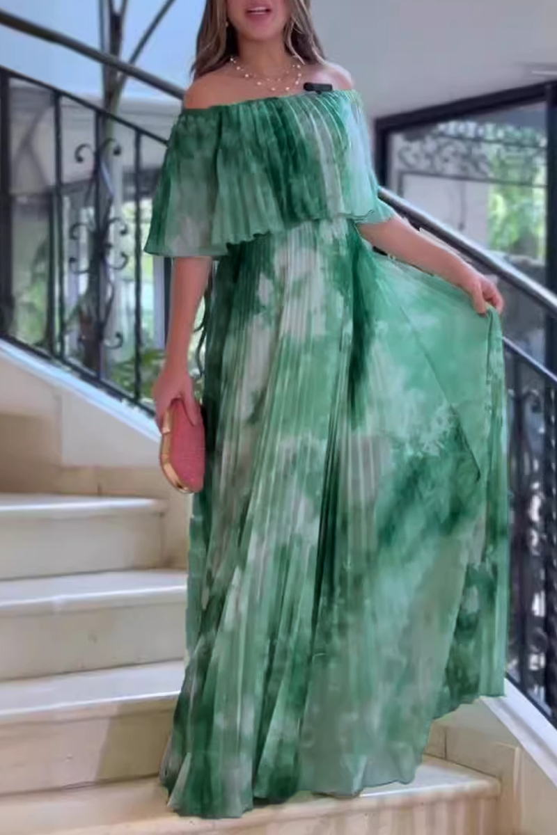 Carmen® | Elegant off-the-shoulder pleated dresses with gradient print