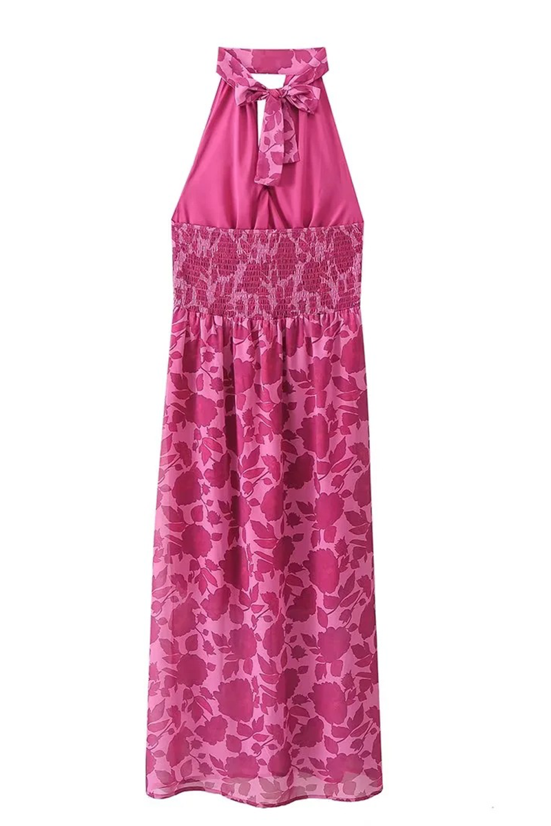 Camila® | Sexy Celebrity Dresses Floral Print Backless Halter Neck One Tier Skirt