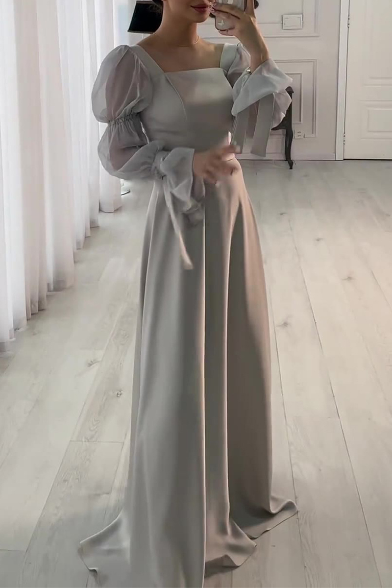 Ivy® | Elegant solid color evening dresses with lace-up and square neckline of celebrities