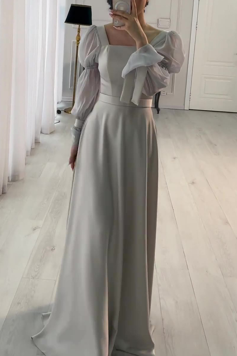 Ivy® | Elegant solid color evening dresses with lace-up and square neckline of celebrities