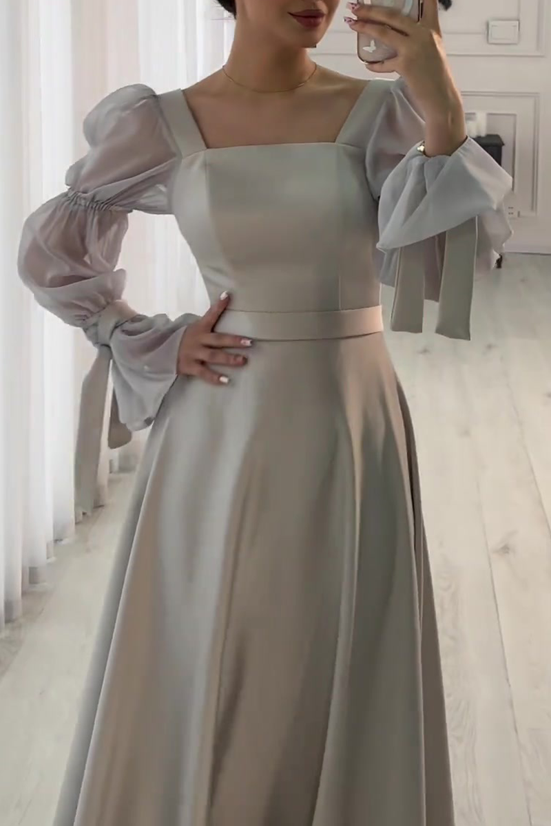 Ivy® | Elegant solid color evening dresses with lace-up and square neckline of celebrities