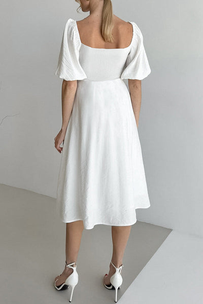 Hannah® | Elegant solid color A-line off-the-shoulder dresses with ruffles