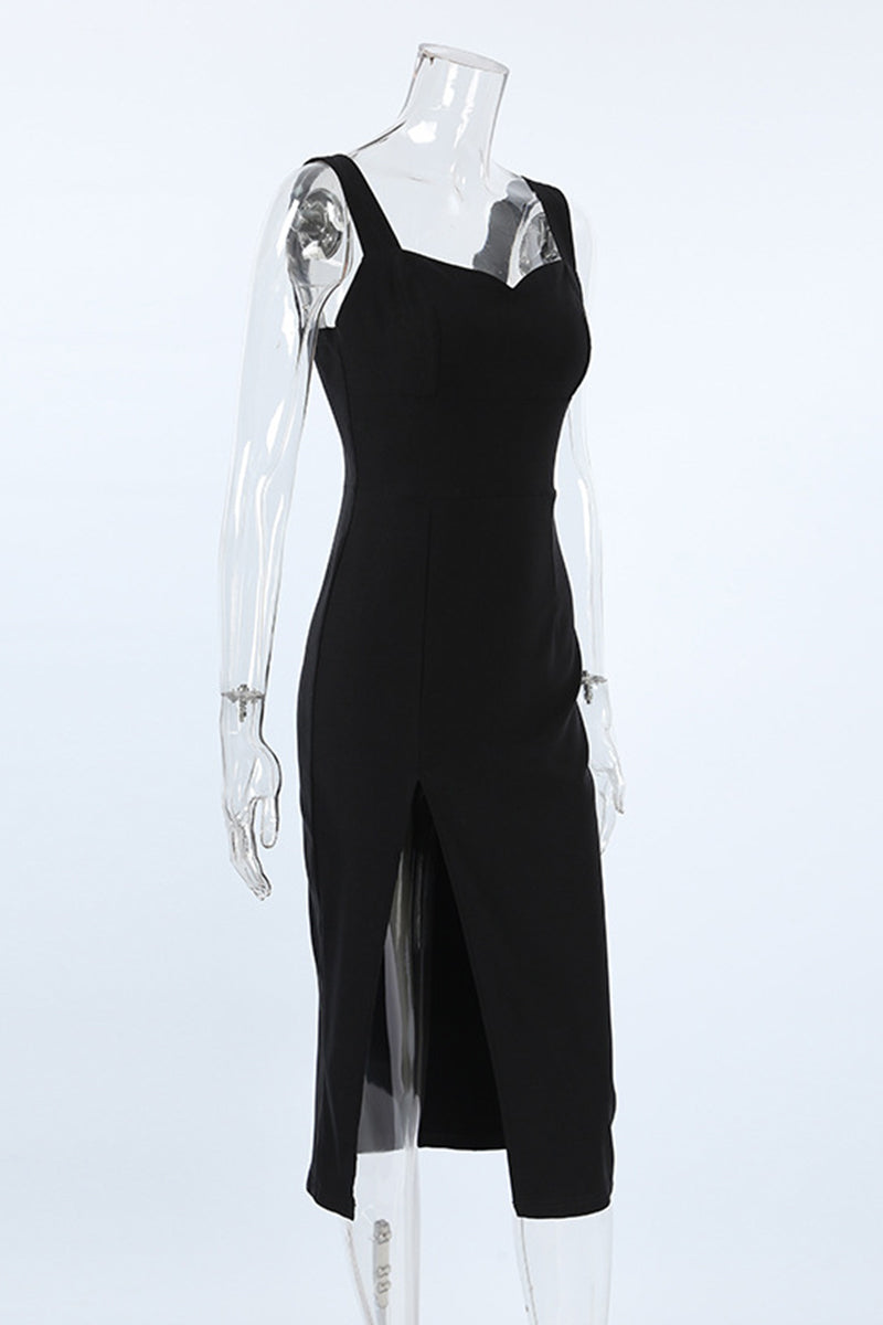 Aria® | Sexy solid color wrap skirt dresses with slit and V-neck