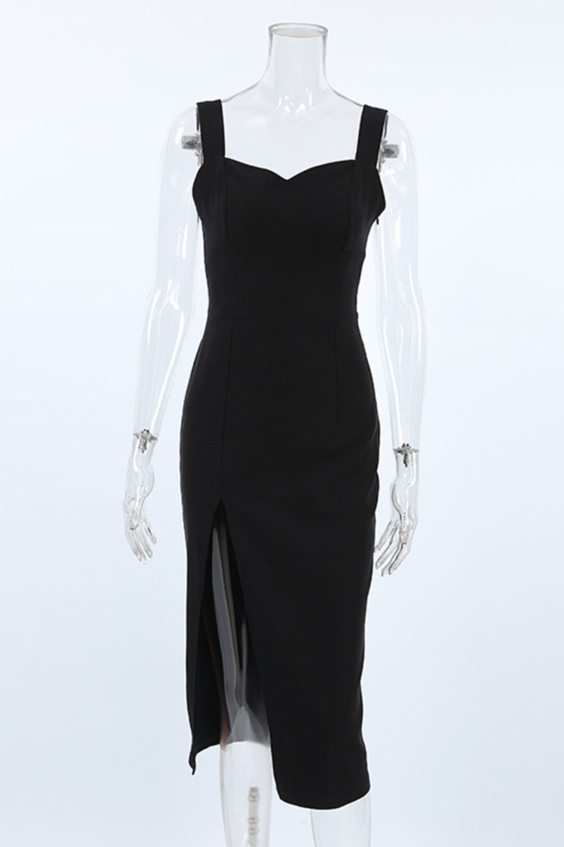 Aria® | Sexy solid color wrap skirt dresses with slit and V-neck