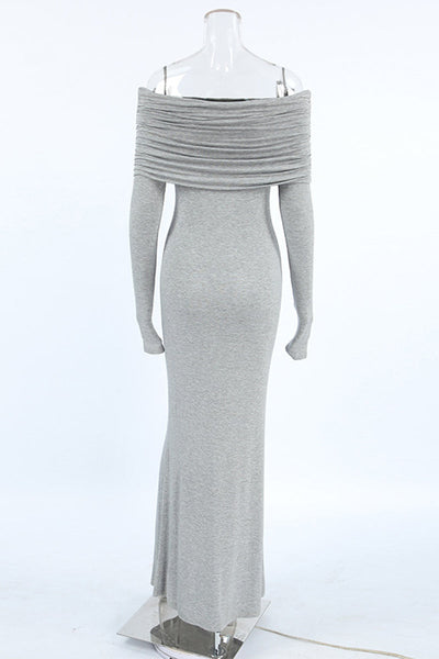 Nora® | Sexy Street Solid Color Ruffles Off Shoulder One Step Skirt Dresses