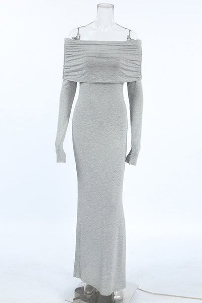 Nora® | Sexy Street Solid Color Ruffles Off Shoulder One Step Skirt Dresses