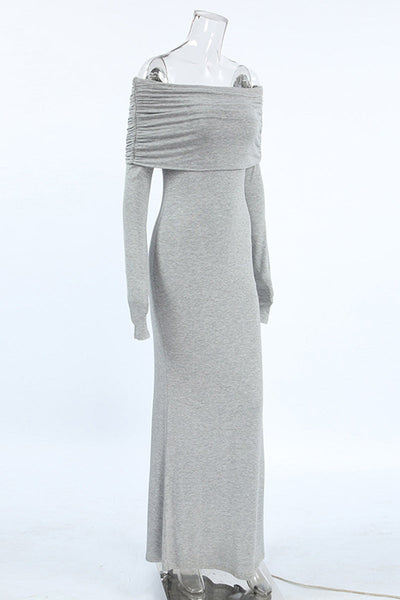 Nora® | Sexy Street Solid Color Ruffles Off Shoulder One Step Skirt Dresses