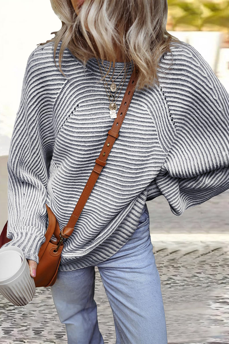 Bernadette® | Casual everyday sweaters with a striped structure and contrasting O-neck